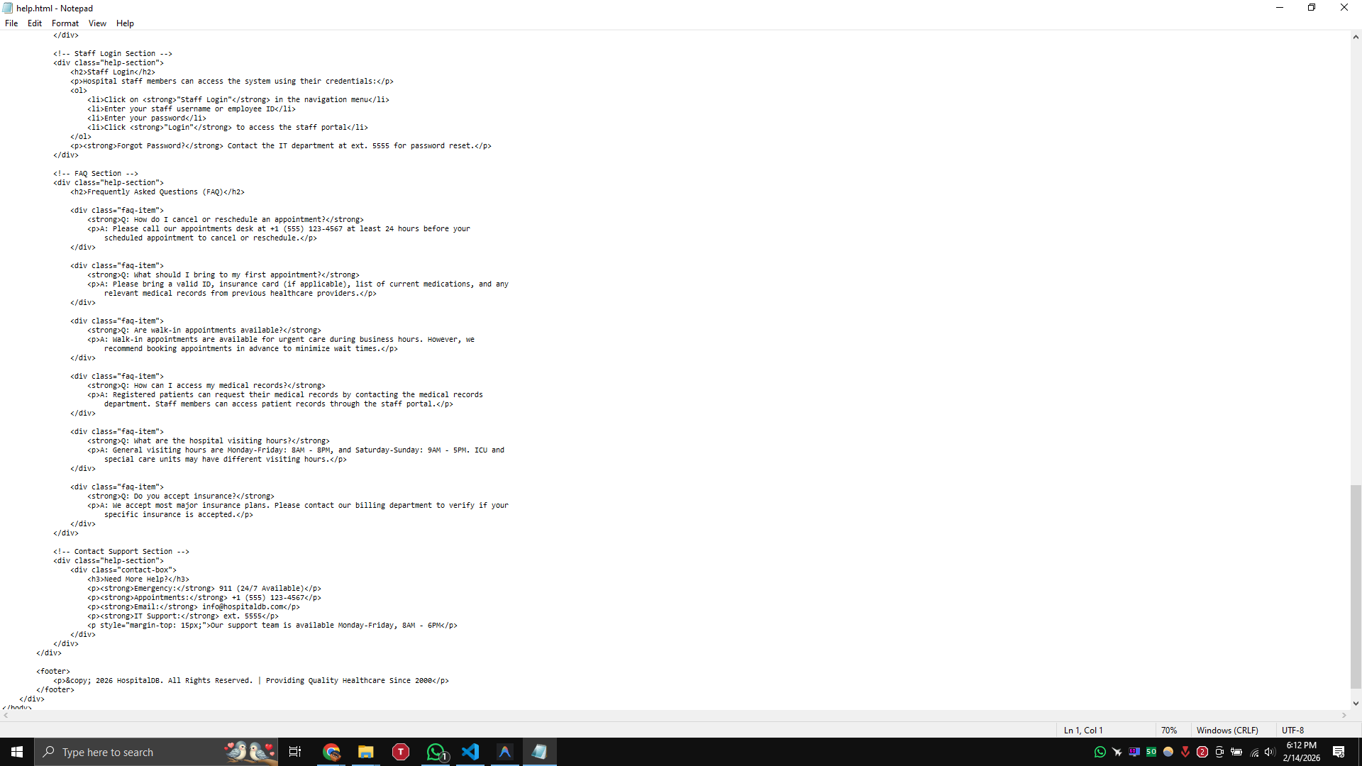Appointments Page